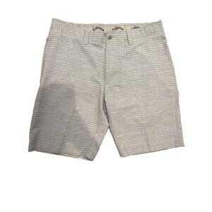 Callaway Men’s Size 34 Light Gray Grid Check Flat Front Performance Golf Shorts